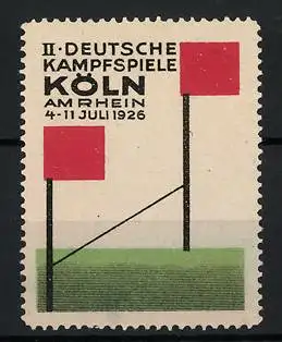 Reklamemarke Köln, II. Deutsche Kampfspiele 1926, Flaggen mit Hochsprungstab