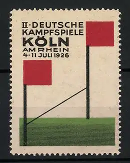 Reklamemarke Köln, II. Deutsche Kampfspiele 1926, Flaggen mit Hochsprungstab