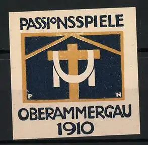 Künstler-Reklamemarke Paul Neu, Oberammergau, Passionsspiele 1910