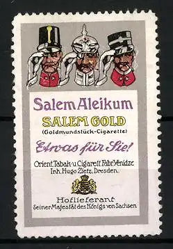 Reklamemarke Salem Aleikum & Salem Gold, Tabakfabrik Yenidze, Soldatenportraits