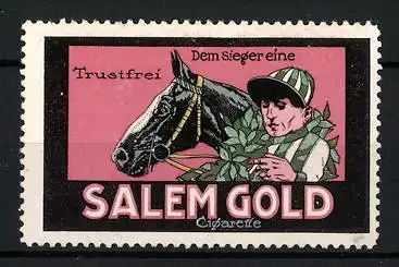 Reklamemarke Pferderennen, dem Sieger eine Trustfrei, Salem-Gold Zigarette