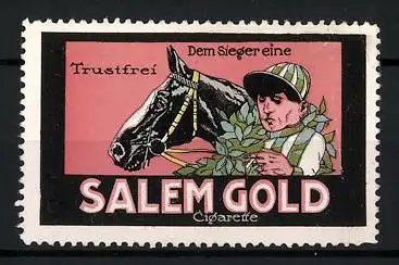 Reklamemarke Pferderennen, dem Sieger eine Trustfrei, Salem-Gold Zigarette