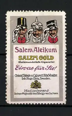 Reklamemarke Salem Aleikum & Salem Gold, Tabakfabrik Yenidze, Soldatenportraits