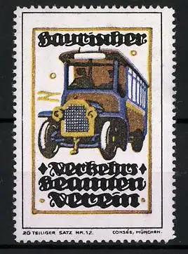 Reklamemarke Bayrischer Verkehrsbeamtenverein, Bus - Omnibus, Linienbus im öffentlichen Nahverkehr