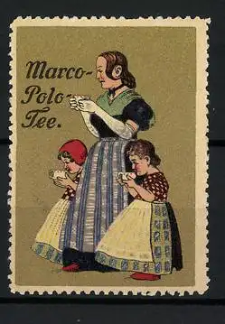 Reklamemarke Marco Polo Tee, Mutter mit zwei Töchtern