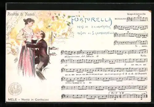 Lied-AK Neapel / Napoli, Forturella, neapolitanisches Liebespaar