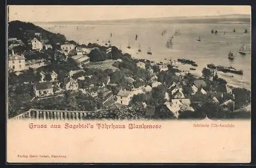 AK Hamburg-Blankenese, Cafe Fährhaus Sagebiel mit Elb-Aussicht