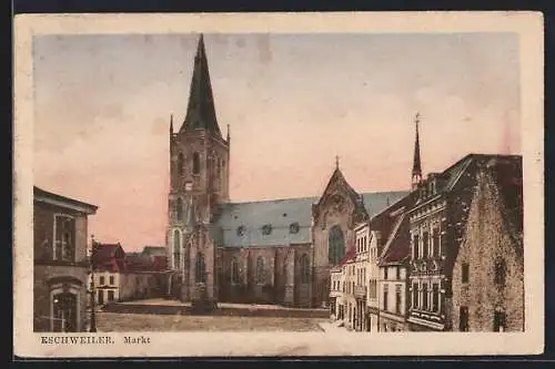 AK Eschweiler, Markt mit Kirche