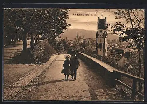 AK Freiburg i. Br., Teilansicht mit Promenade