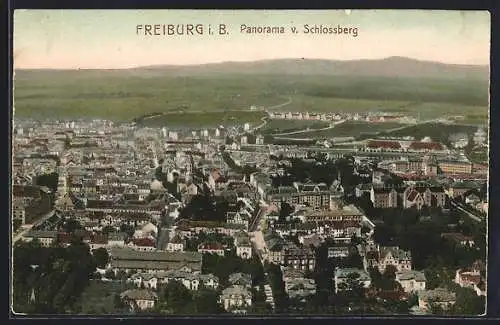 AK Freiburg i. B., Panorama vom Schlossberg