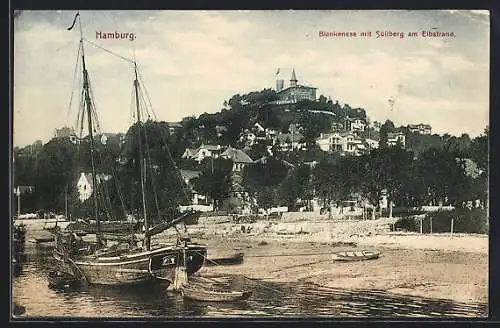 AK Hamburg-Blankenese, Blankensee mit Süllberg am Elbstrand