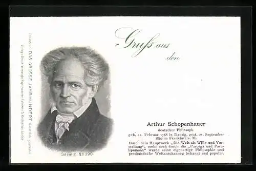 AK Portrait vom deutschen Philosoph Arthur Schopenhauer