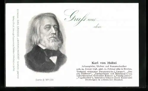 AK Karl von Holtei, Schauspieler, Dichter, Romanschreiber