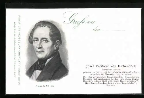 AK Josef Freiherr von Eichendorff, deutscher Dichter