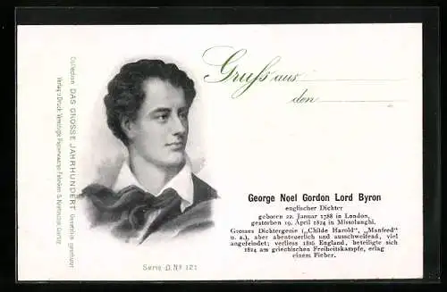 AK Portrait englischer Dichter George Noel Gordon Lord Byron