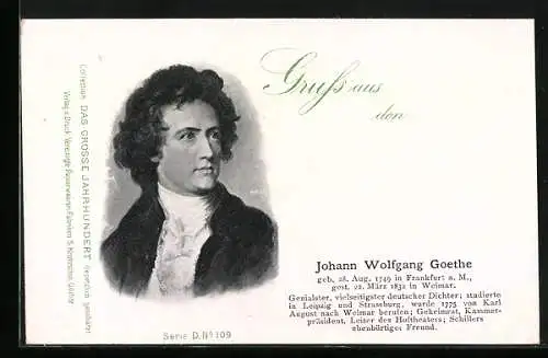 AK Serie: Das grosse Jahrhundert, Porträt von Johann Wolfgang von Goethe