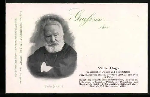 AK Französicher Dichter und Schriftsteller Victor Hugo