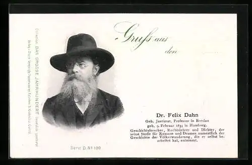 AK Dr. Felix Dahn, Justizrat u. Professor in Bresslau