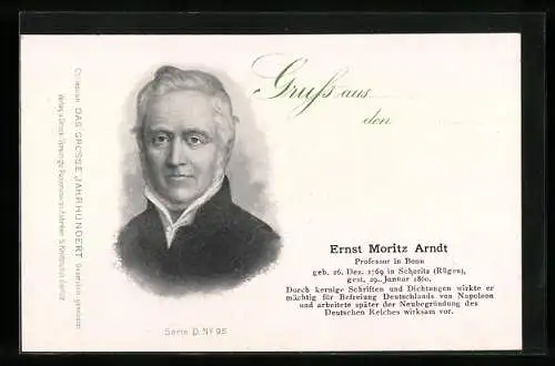 AK Portrait Dichter Ernst Moritz Arndt