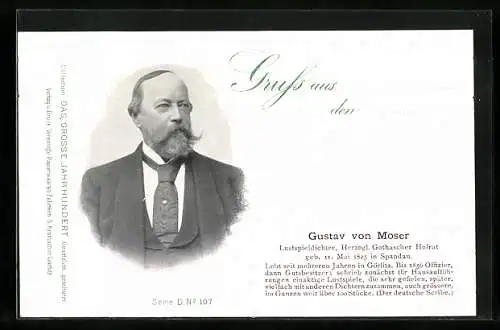 AK Portrait Lustspieldichter Gustav von Moser