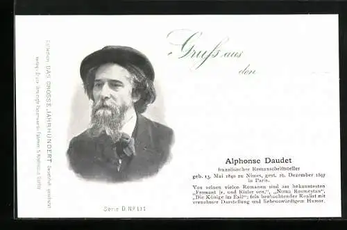AK Alphonse Daudet, Romanschriftsteller