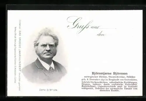 AK Portrait norwegischer Dichter Björnstjerne Björnson