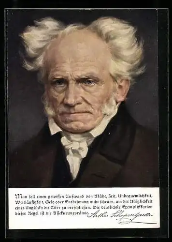 AK Porträt Arthur Schopenhauers, Zitat