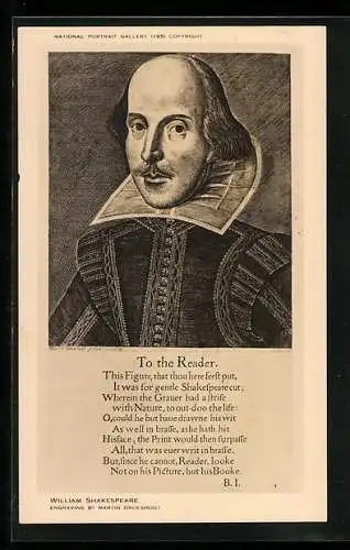 Künstler-AK Portrait vom Dichter William Shakespeare