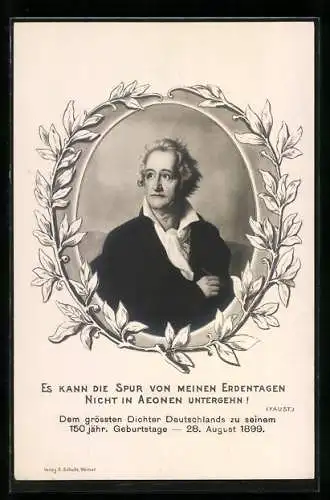 AK Portrait vom grössten Dichter Deutschlands Johann Wolfgang von Goethe