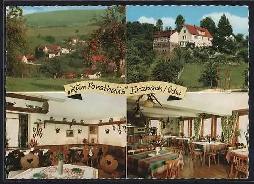 AK Erzbach /Odenwald, Gasthaus-Pension Zum Forsthaus, Innenansichten