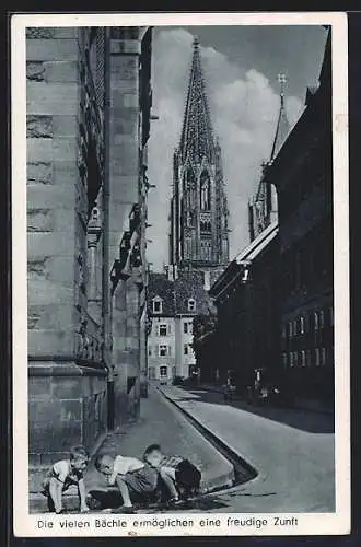 AK Freiburg /Schwarzwald, Bächle am Münster