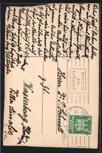 Künstler-AK München-Au, Altes Rathaus mit Denkmal