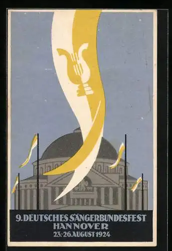 Künstler-AK Hannover, 9. Deutsches Sängerbundesfest 1924, Festhalle