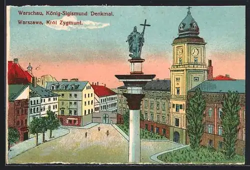 AK Warschau, König-Sigismund Denkmal