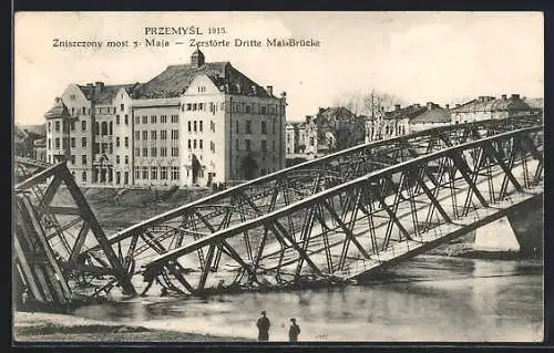 AK Przemysl, zerstörte 3. Mai-Brücke, Zniszczony most 3. Maja