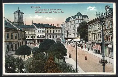 AK Przemysl, Mickiewiczgasse und Platz am Tor