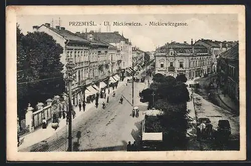 AK Przemysl, Mickiewiczgasse aus der Vogelschau