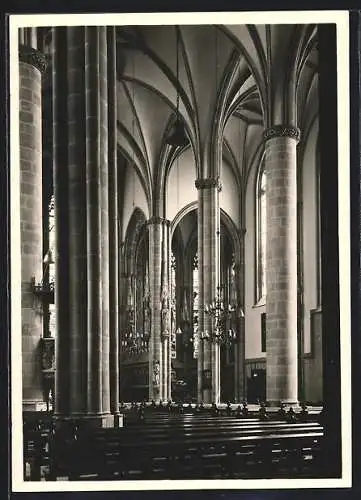 Foto-AK Deutscher Kunstverlag, Nr.76: Münster /Westf., Lambertikirche-Blick durch die Halle in den nördlichen Nebenchor