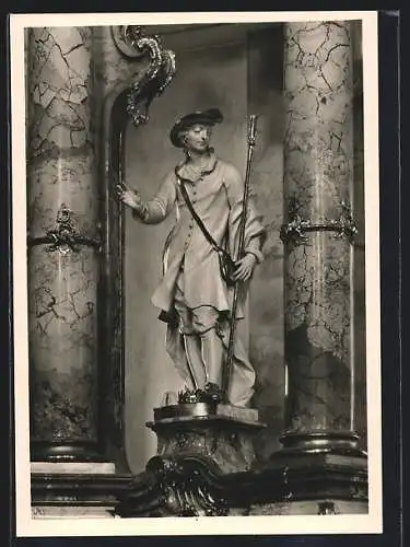 Foto-AK Deutscher Kunstverlag, Nr.12: Vierzehnheiligen, Wallfahrtskirche-St. Wendelin von einem Seitenaltar