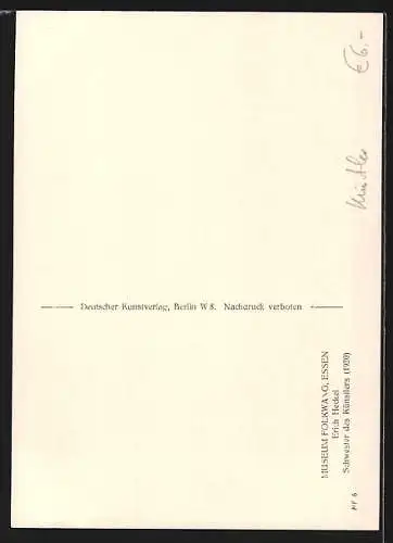 Foto-AK Deutscher Kunstverlag, Nr.6: Essen, Museum Folkwang-Schwester vom Künstler Erich Heckel