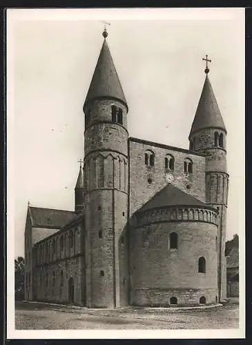 Foto-AK Deutscher Kunstverlag, Nr.1: Gernrode, Stiftskirche-Westbau mit Chor des 12. Jahrh.