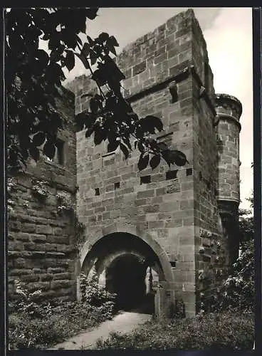 Foto-AK Deutscher Kunstverlag, Nr.8: Wildenberg im Odenwald, Burgruine-Torturm mit Erker der Georgskapelle