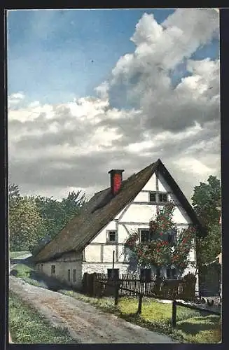 AK Photochromie NR 1711: Fachwerkhaus an einem Weg