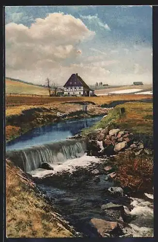 Künstler-AK Photochromie Nr. 3442: Haus am Fluss