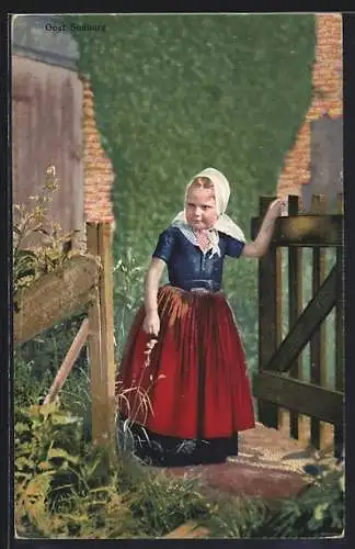 Künstler-AK Photochromie Nr. 4455: Mädchen in holländischer Tracht aus Oost-Sonburg