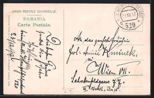 AK Bucuresti, Piata Postei, Strassenpartie mit Strassenbahn