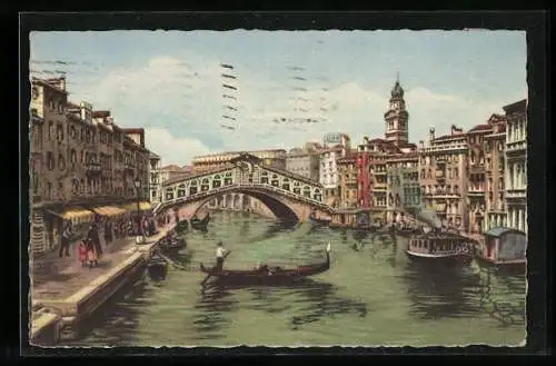 Künstler-AK Venezia, Canal Grande & Ponte di Rialto