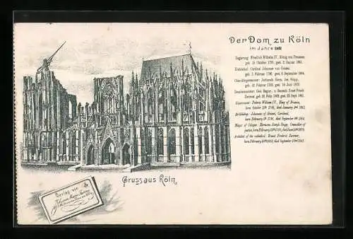 Künstler-AK Köln, Der Dom im Jahre 1851