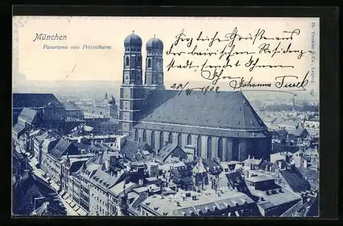 AK München, Panorama vom Petersturm auf Frauenkirche