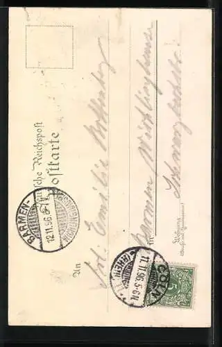 Lithographie Köln, Der Dom, Blumen